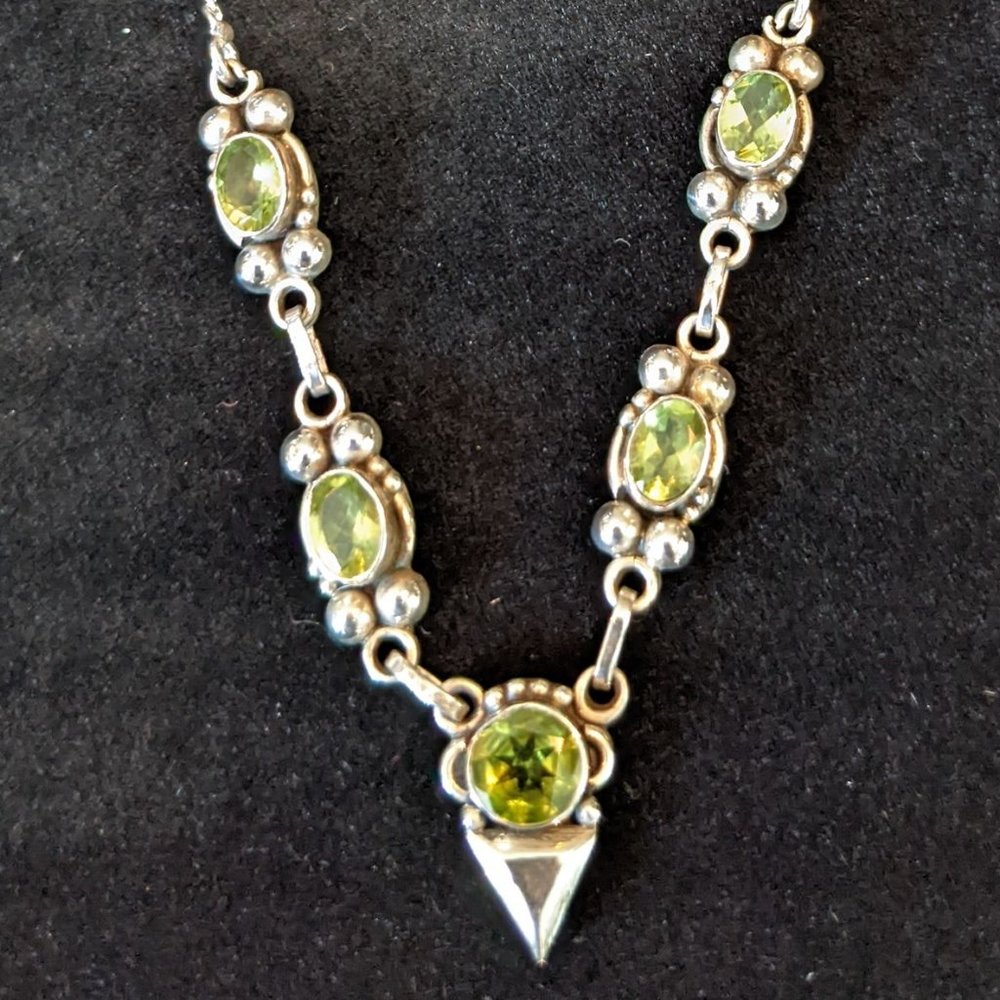 Vintage Sterling/Green Citrine Necklace